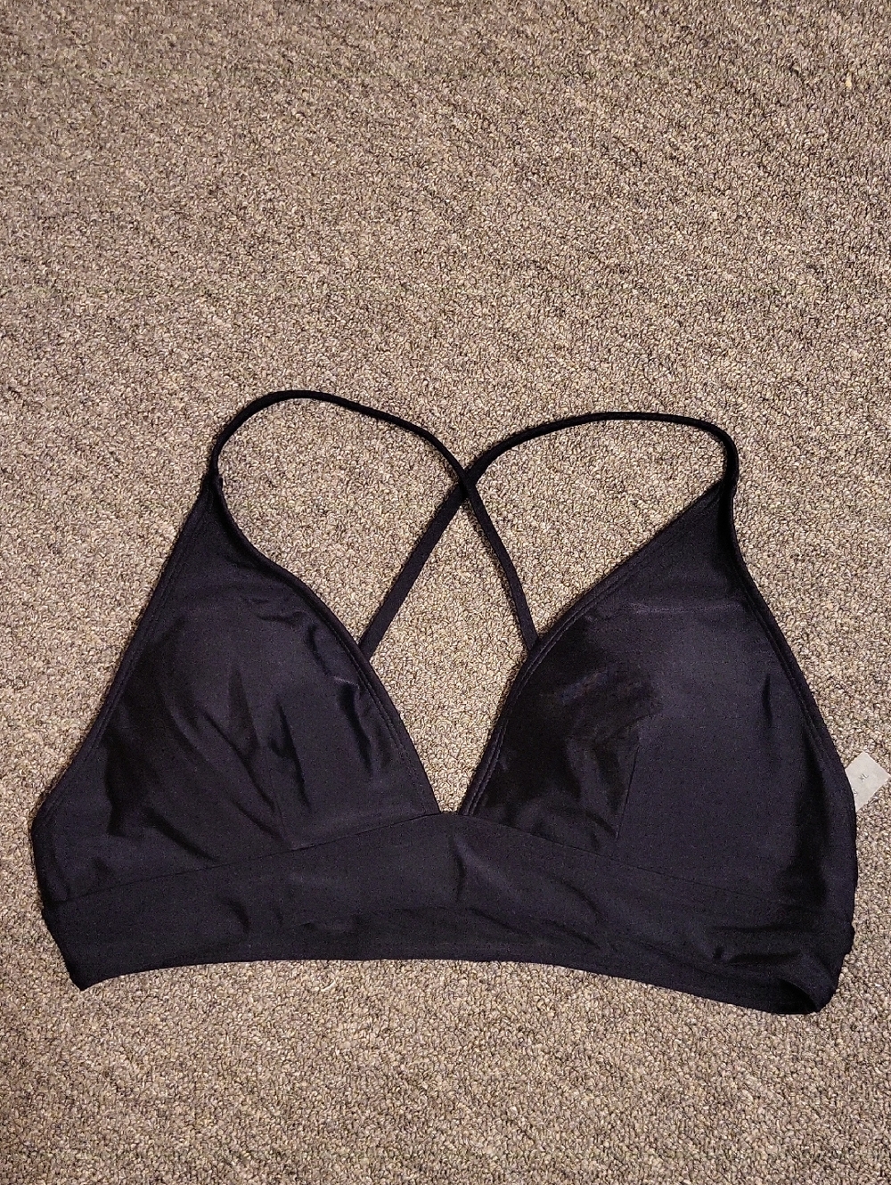 Black Strappy Triangle Bralette - Women Intimates